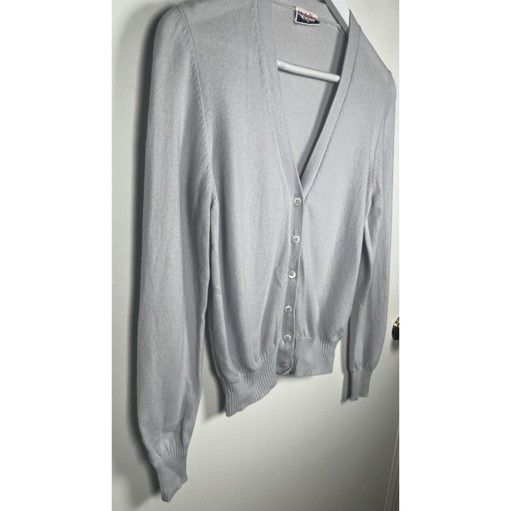 100% Cashmere Gentry portofino Size 42 US 6 Light Gray V-Neck Button Up Cardigan - Picture 3 of 11